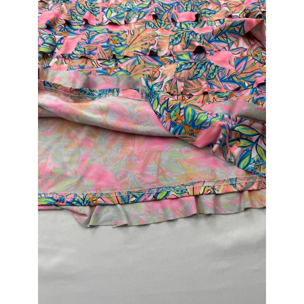 Bulu-Lulu Ruffle Tiered Dress Womens Large Pink Flamingo Tropical Sleeveless - Picture 12 of 12